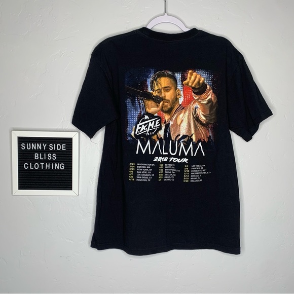 Maluma F.A.M.E. 2018 Tour Graphic Concert Tee Black Short Sleeve Shirt Large - Picture 6 of 11
